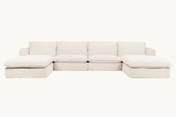 Neva U-Shape Sectional -SIXPENNY STORE neva ushape washed cotton linen corn silk product