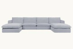 Neva U-Shape Sectional -SIXPENNY STORE neva ushape washed cotton linen dried lavender product