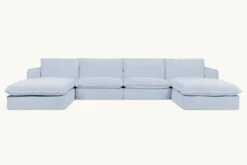 Neva U-Shape Sectional -SIXPENNY STORE neva ushape washed cotton linen morning glory product
