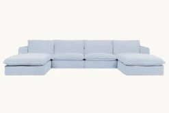 Neva U-Shape Sectional Slipcover Only 36 Neva U-Shape Sectional Slipcover Only -SIXPENNY STORE neva ushape washed cotton linen morning glory product slipcover