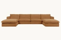 Neva U-Shape Sectional Slipcover Only 38 Neva U-Shape Sectional Slipcover Only -SIXPENNY STORE neva ushape washed cotton linen sweet potato product slipcover