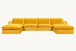 Neva U-Shape Sectional -SIXPENNY STORE neva ushape washed cotton velvet amber coast product