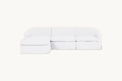 Ziki Chaise Sectional Slipcover Only -SIXPENNY STORE ziki chaise sectional cotton linen pacific pearl product 4 pc slipcover