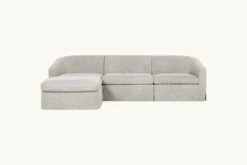 Ziki Chaise Sectional Slipcover Only -SIXPENNY STORE ziki chaise sectional medium weight linen jasmine rice product 4 pc slipcover