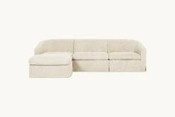Ziki Chaise Sectional Slipcover Only -SIXPENNY STORE ziki chaise sectional medium weight linen warm oatmeal product 4 pc slipcover