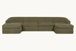 Ziki U-Shape Sectional -SIXPENNY STORE ziki ushape cotton canvas quiet sage product