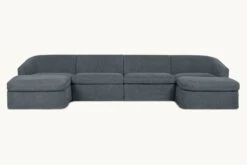 Ziki U-Shape Sectional -SIXPENNY STORE ziki ushape light weight linen black pepper product
