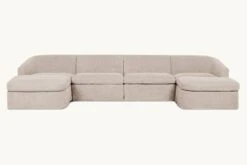 Ziki U-Shape Sectional Slipcover Only -SIXPENNY STORE ziki ushape light weight linen oat flour product slipcover