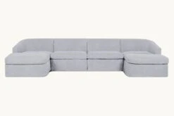 Ziki U-Shape Sectional Slipcover Only -SIXPENNY STORE ziki ushape medium weight linen poppy seed product slipcover