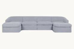 Ziki U-Shape Sectional -SIXPENNY STORE ziki ushape washed cotton linen dried lavender product