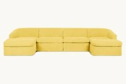 Ziki U-Shape Sectional -SIXPENNY STORE ziki ushape washed cotton linen lemon ice product